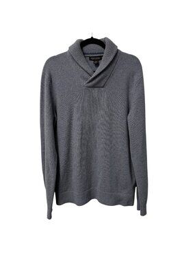 BANANA REPUBLIC SHAWL COLLAR KNIT SWEATER MENS M TALL 100% MERINO WOOL BLUE